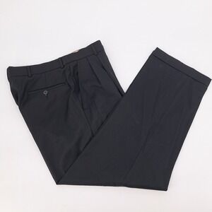 BALLIN CLASSIC Mens 34x28 Black Pleated Super 120s Wool Dress Pants Comfort EZE